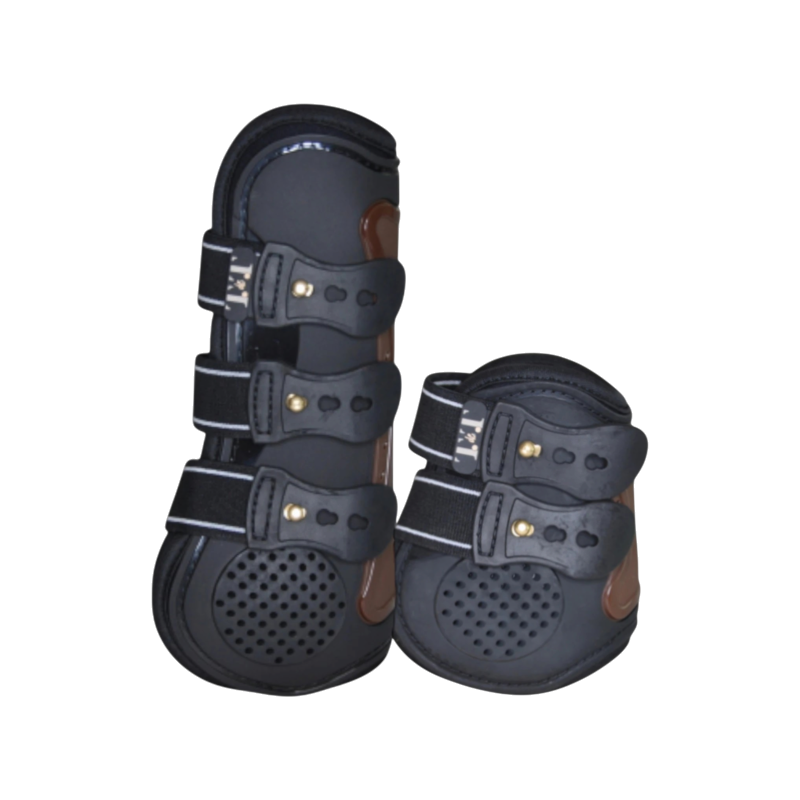 TdeT - Proteck Compet Black/Brown Tendon and Fetlock Boot Set