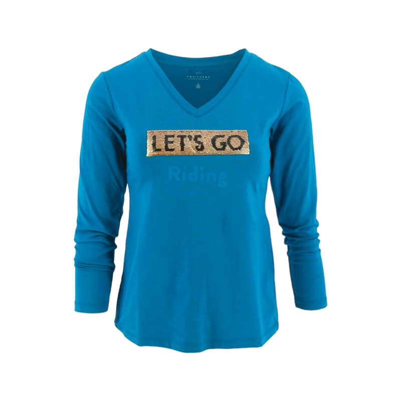 Equithème - Women's long sleeve Sequins t-shirt sapphire | - Ohlala
