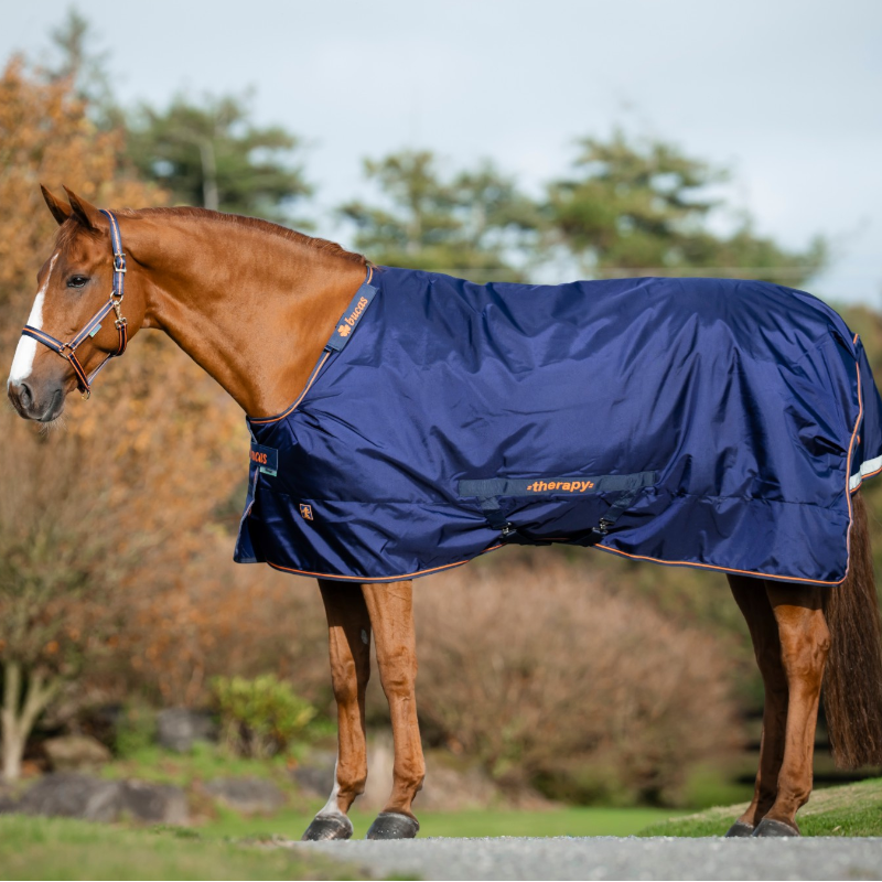 Bucas - Therapy Turnout Outdoor Rug Light 100 Navy/ Orange 100g