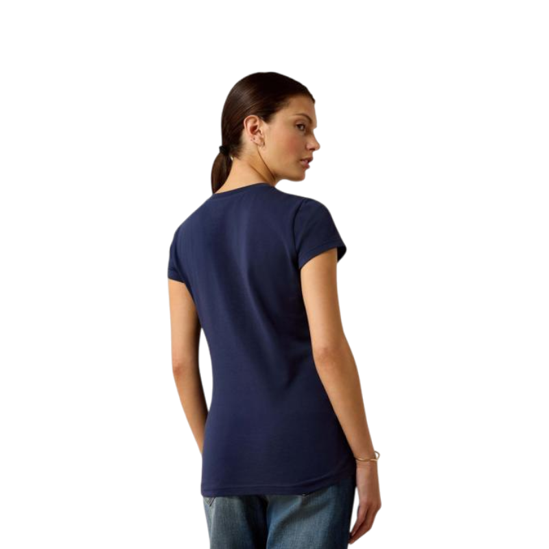 Women's Vertical Logo T-Shirt – Navy & Red