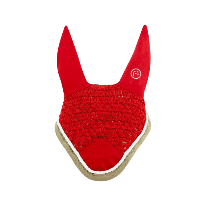 Equithème - Bonnet chasse-mouches Polyfun rouge/ taupe | - Ohlala