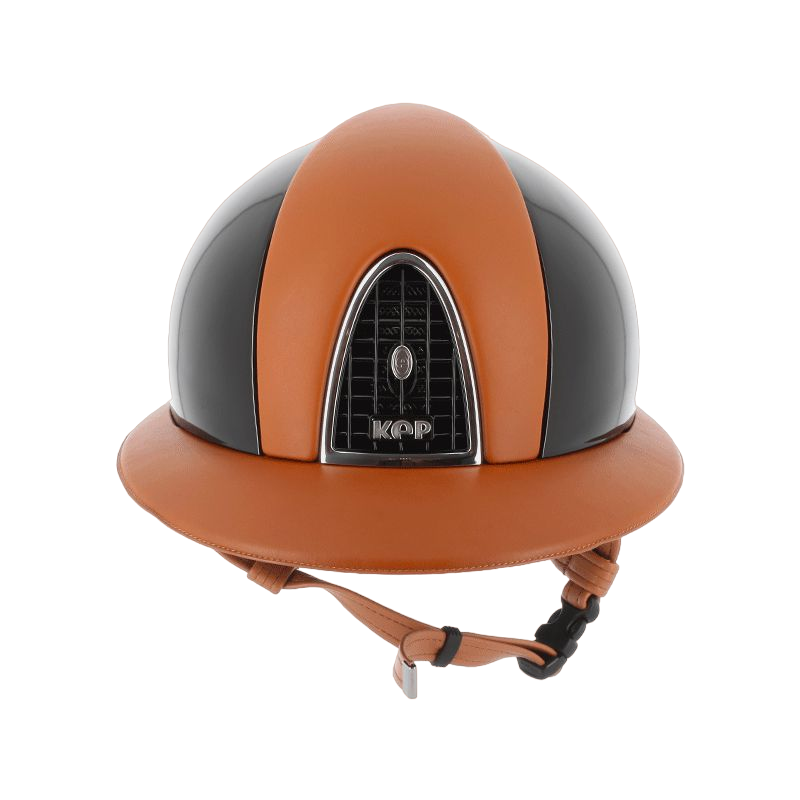 KEP - Gepersonaliseerde helm Cromo Polish Black Leather Cognac Polo Vizier | - Ohlala