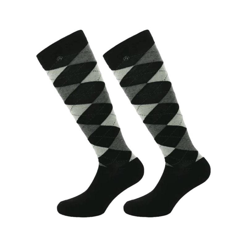 Equithème - Chaussette Argyle noir/gris (x1) | - Ohlala