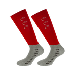 Equithème - Chaussettes d'équitation Compet rouge/gris (x2) | - Ohlala