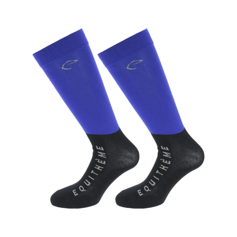 Equithème - Chaussettes d'équitation Compet bleu roi (x2) | - Ohlala