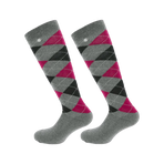 Equithème - Chaussette Argyle gris/ bordeaux (x1) | - Ohlala