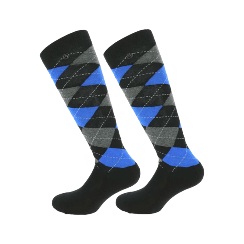 Equithème - Chaussette Argyle noir/bleu (x1) | - Ohlala