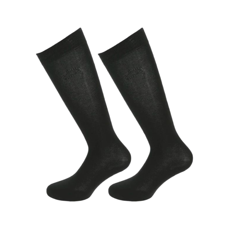 Equithème - Chaussettes d'équitation Logo noir (x1) | - Ohlala