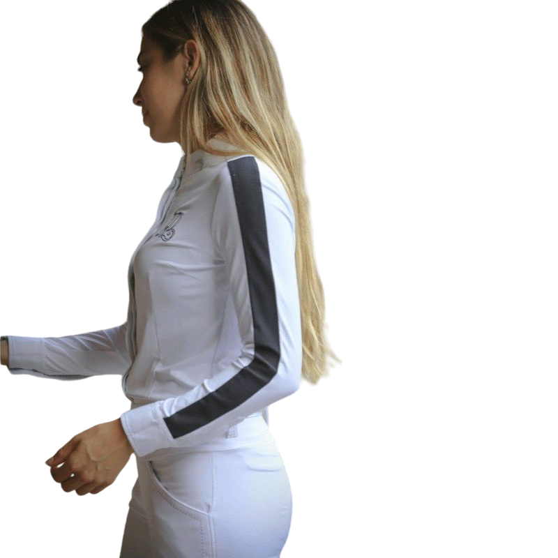 Pénélope - Wedstrijdoverhemd lange mouwen Showshirt wit/ zwart | - Ohlala