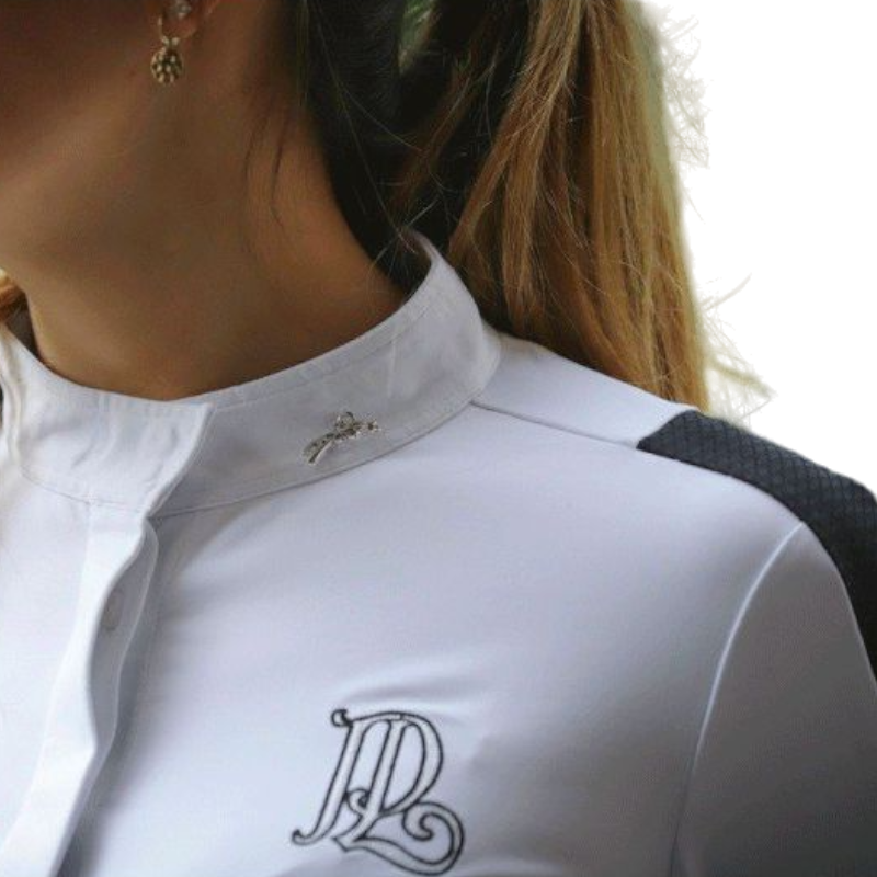 Pénélope - Showshirt wedstrijdblouse lange mouwen wit/zwart | - Ohlala