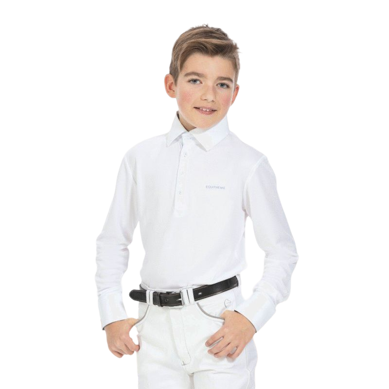 Equithème - Kinder-Poloshirt Mesh langarm | - Ohlala