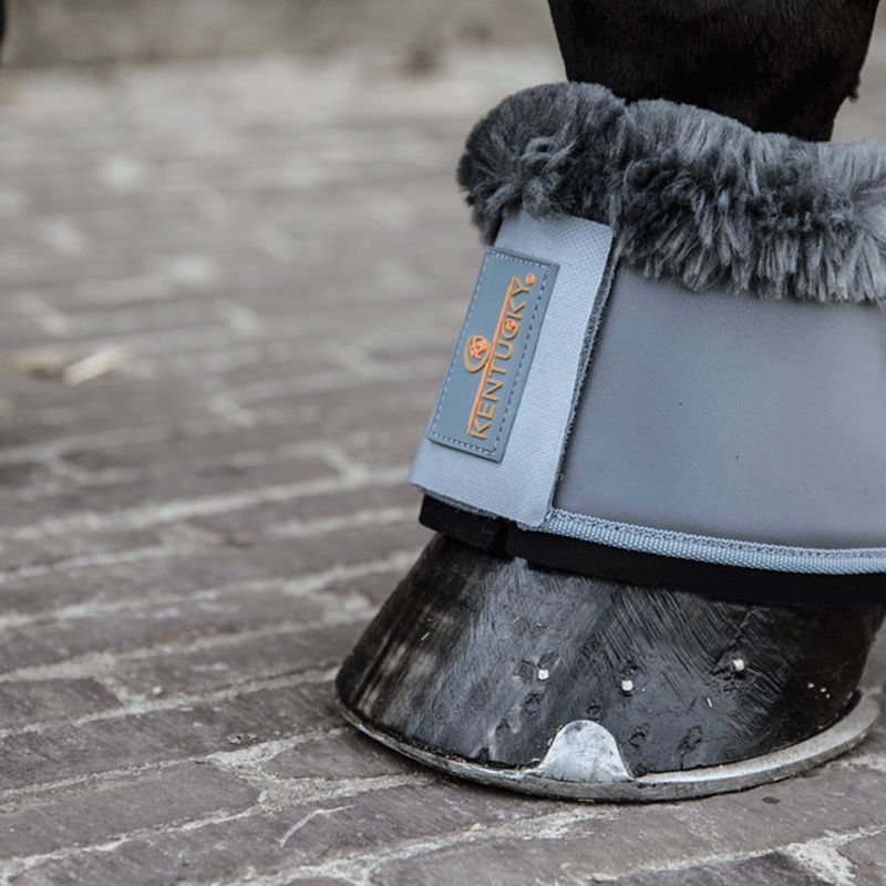 Kentucky Horsewear - Campanas para caballos de cuero y borrego gris/gris | - Ohlala