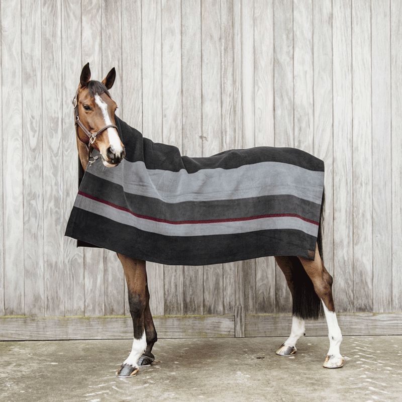 Kentucky Horsewear - Heavy stripes square drying rug black/grey | - Ohlala