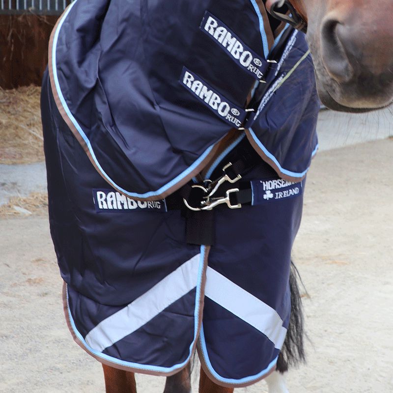 Horseware - Turnout Rug Rambo Duo navy/ sky blue/ brown 100g + 300g | - Ohlala