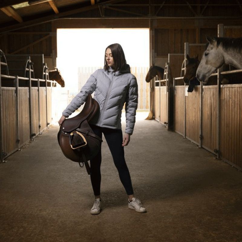 Equithème - Gesteppte Damen Langarmjacke Lara Grau Meliert | - Ohlala