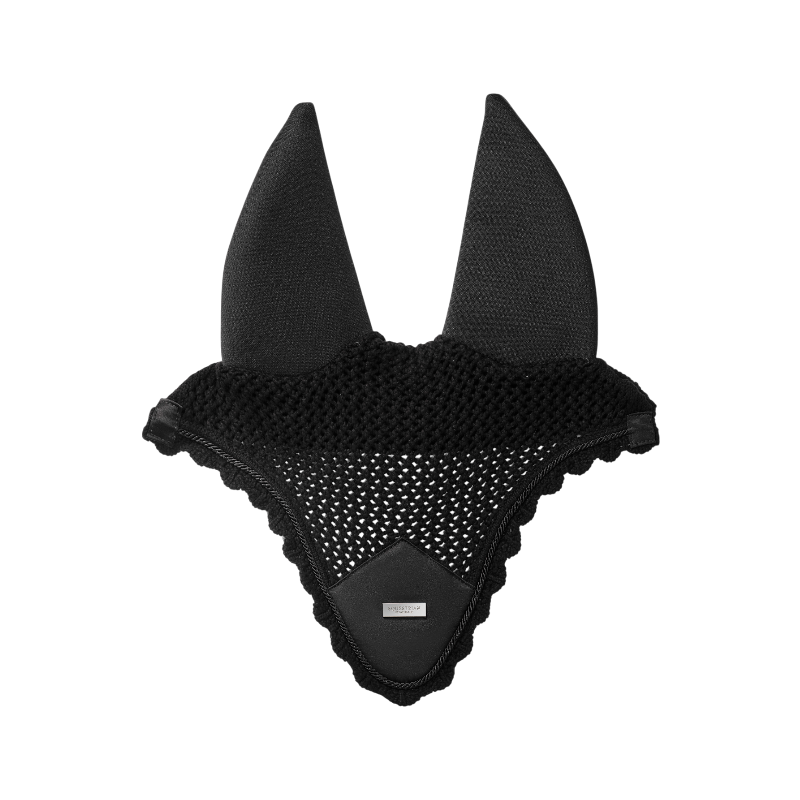 Equestrian Stockholm - Padded Plain Black/Silver Horse Ear Bonnet | - Ohlala