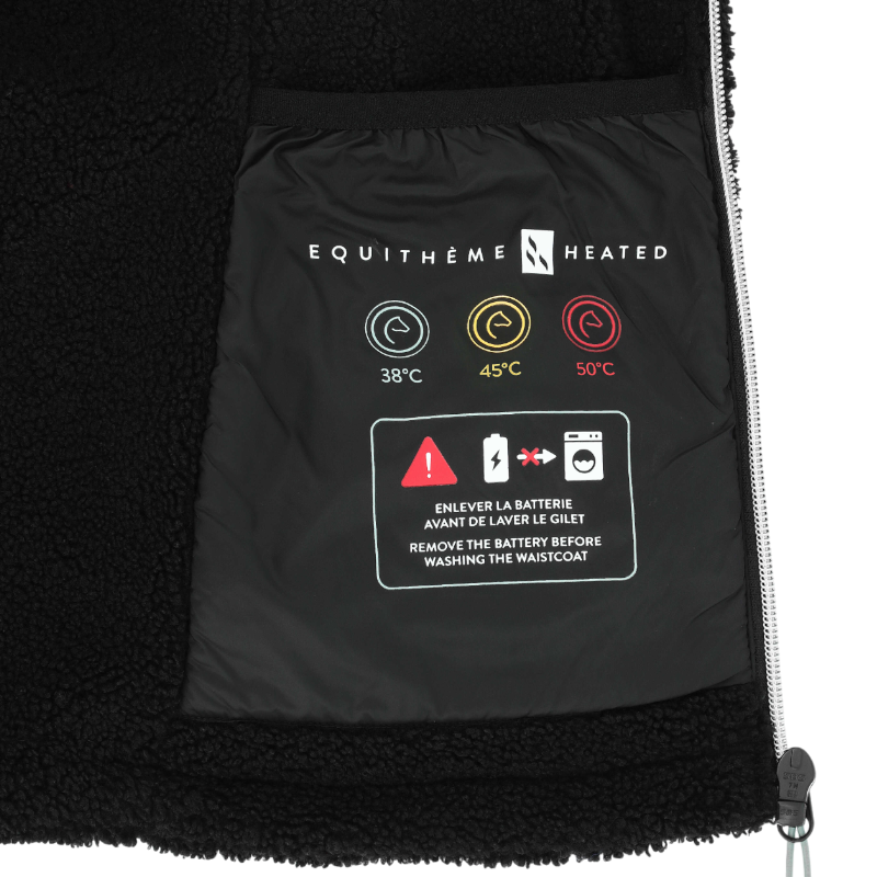 Equithème - Women's black heated sleeveless fleece vest Valery