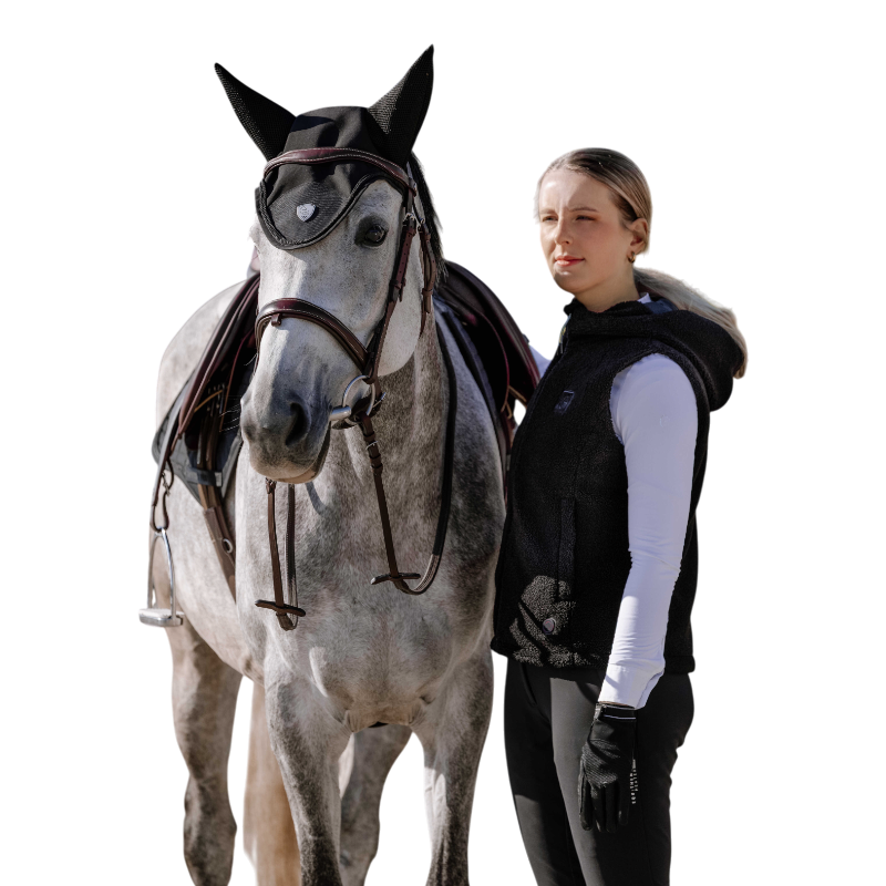 Equithème - Women's black heated sleeveless fleece vest Valery