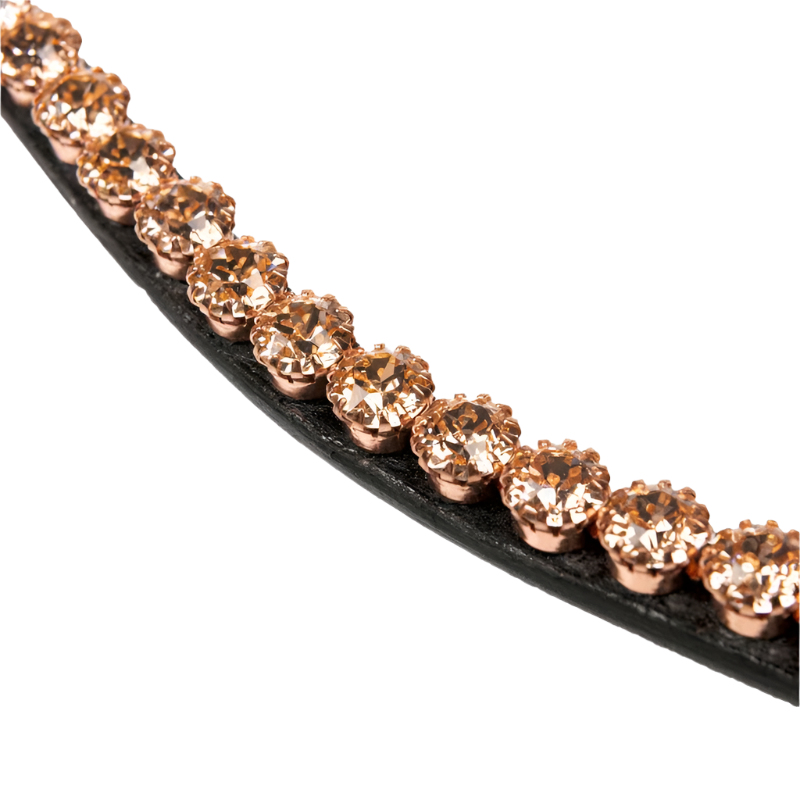 LeMieux - Frontale classico in pelle nera Diamante Rosé | - Ohlala