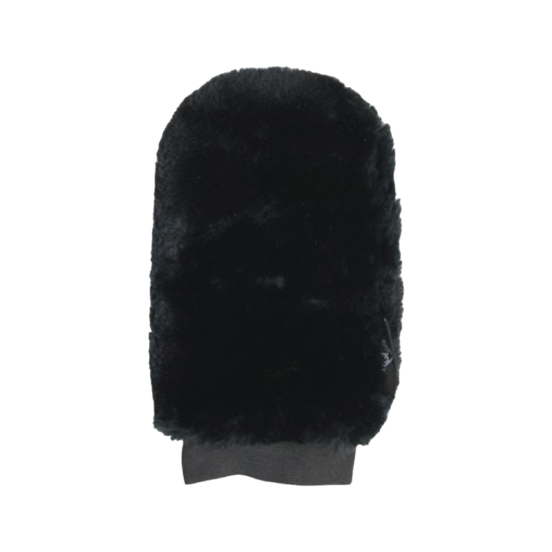 Grooming Deluxe - Black sheepskin grooming mitt | - Ohlala