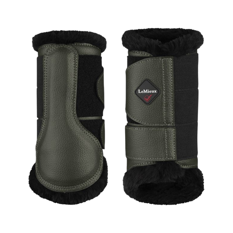 LeMieux - Polainas cerradas de borrego caqui/negro x2 | - Ohlala