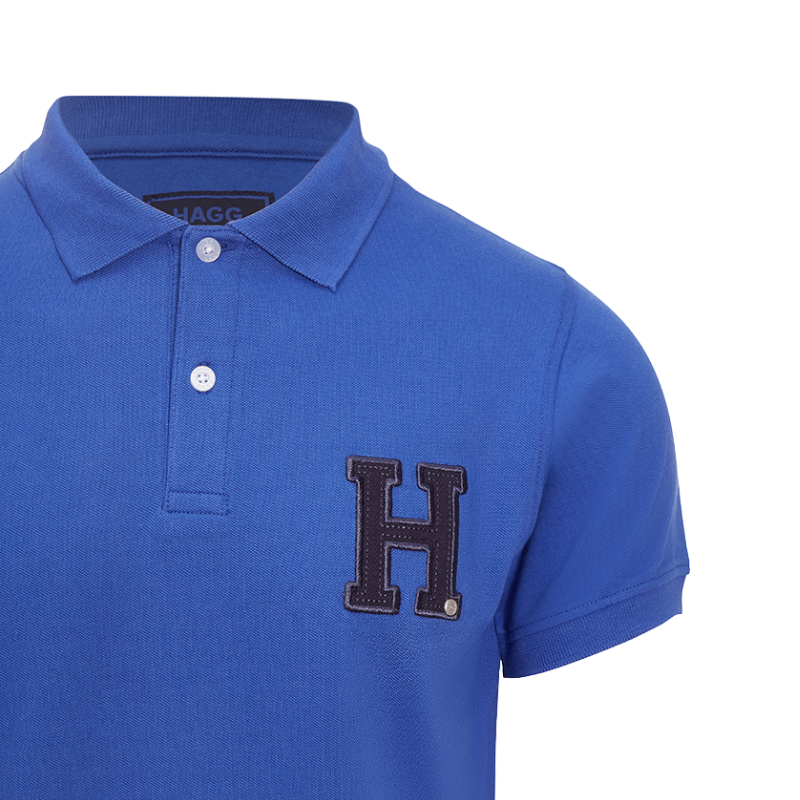 Hagg - Royal blue men's short sleeve polo shirt | - Ohlala