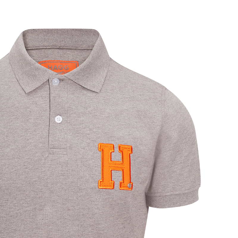Hagg - Polo korte mouwen heren grijs/oranje | - Ohlala