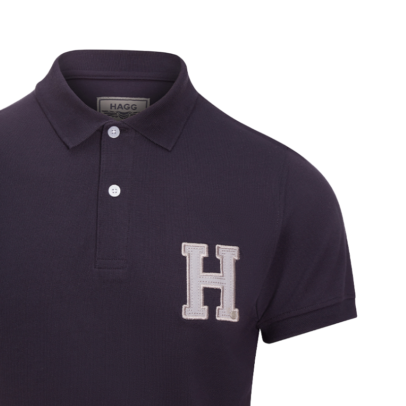 Hagg - Men's Short Sleeve Polo Navy/Grey | - Ohlala