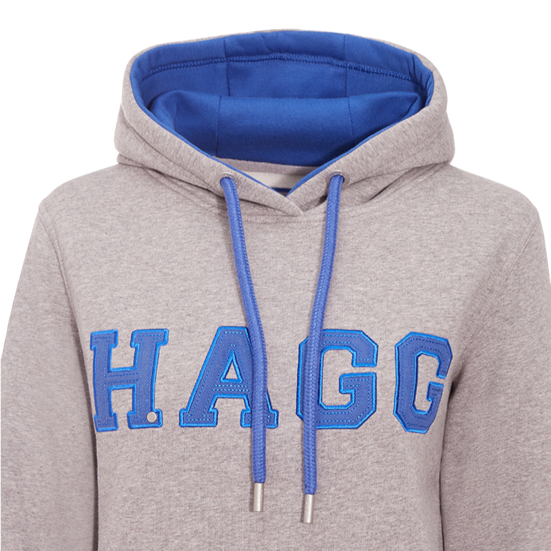 Hagg - Damen-Kapuzenpullover grau/königsblau | - Ohlala