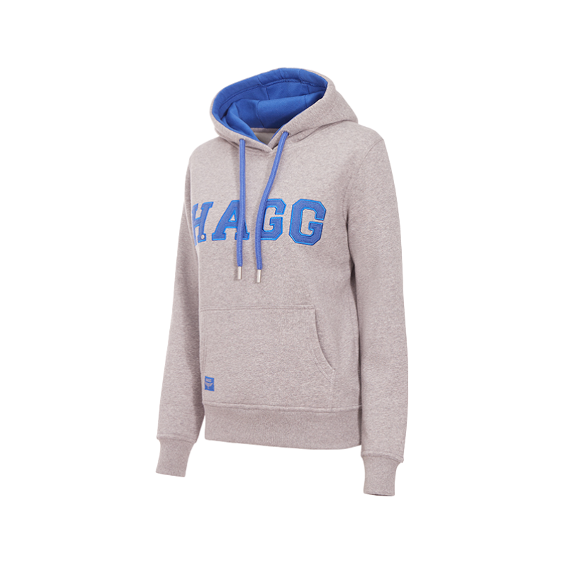 Hagg - Damen-Kapuzenpullover grau/königsblau | - Ohlala