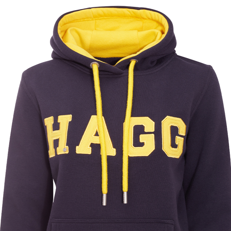Hagg - Felpa con cappuccio donna blu navy/giallo | - Ohlala