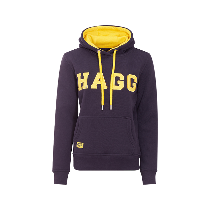 Hagg - Felpa con cappuccio donna blu navy/giallo | - Ohlala