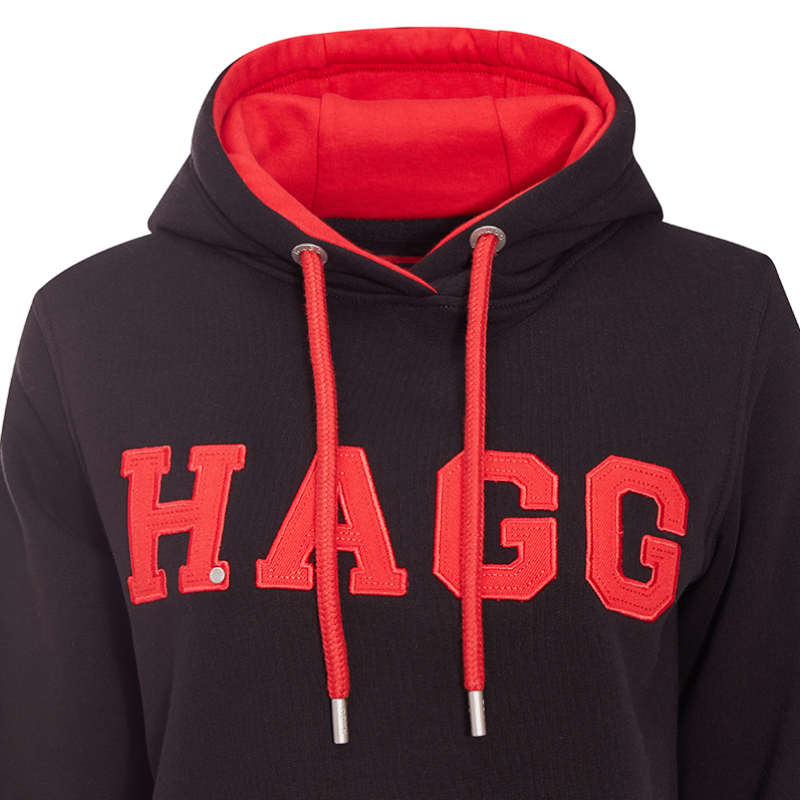 Hagg - Damen-Kapuzenpullover schwarz/rot | - Ohlala
