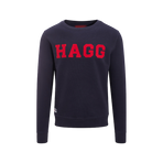 Hagg - Felpa girocollo uomo blu marino/rosso | - Ohlala