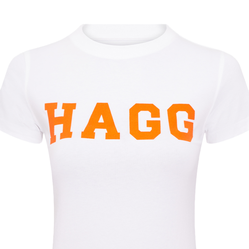 Hagg - レディース半袖Tシャツ ホワイト/オレンジ | - Ohlala