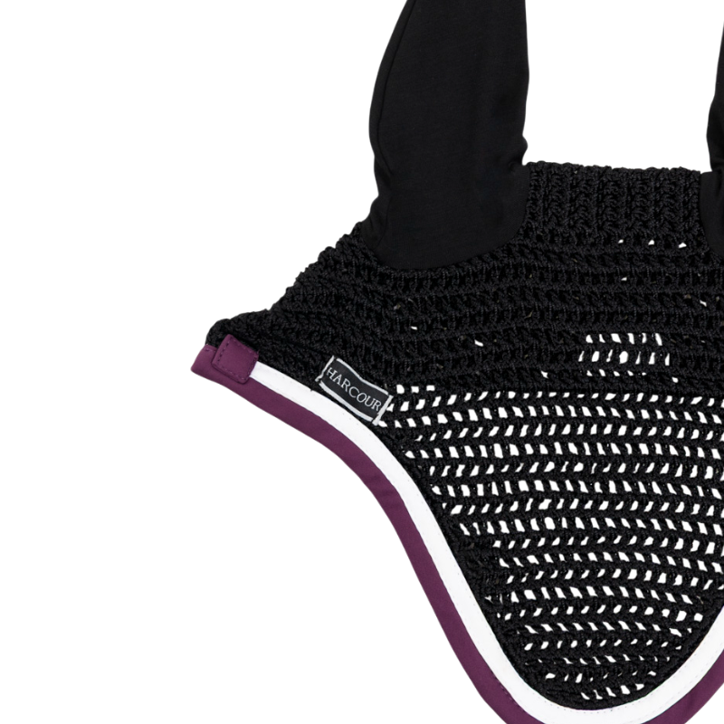 Harcour - Bonnet pour chevaux Feeby noir/ figue