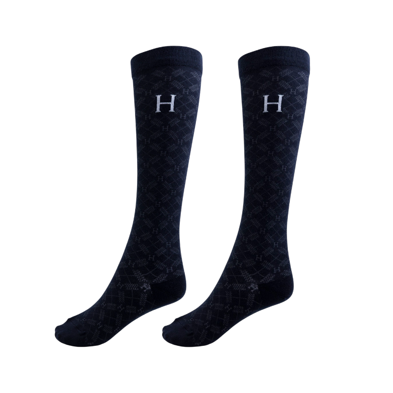 Harcour - Chaussettes d'équitation Aiko figue/ noir/ tartan (x3)