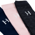 Harcour - Aiko navy / peony / tartan riding socks (x3) | - Ohlala