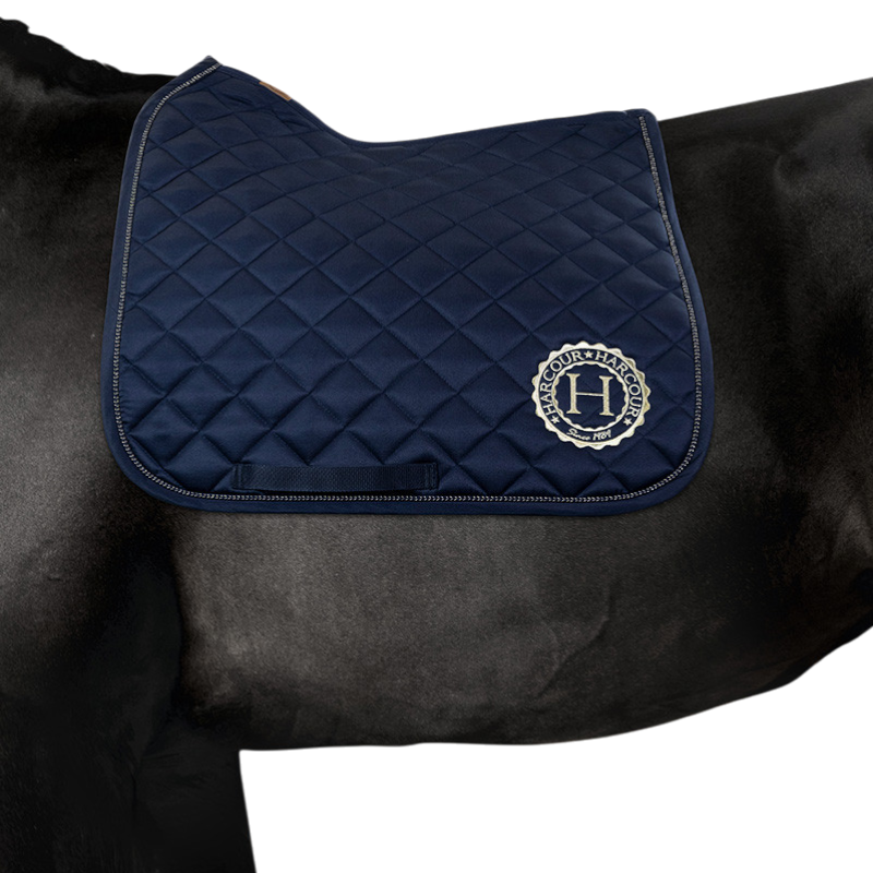 Harcour - Sunny dressage pad & Funny fly veil set navy/ light gold | - Ohlala