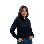 Harcour - Pull col montant femme Alice marine | - Ohlala