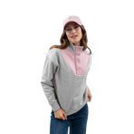 Harcour - Women's Ambre mock-neck sweatshirt grey marl/peony | - Ohlala