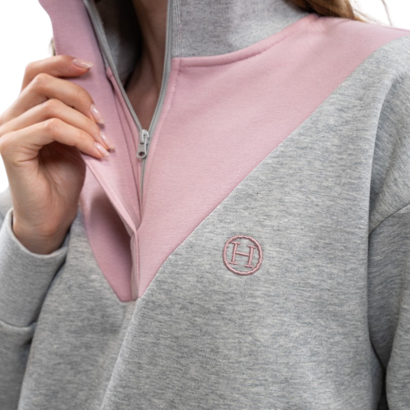 Harcour - Sweat col montant femme Ambre gris chiné/ pivoine | - Ohlala