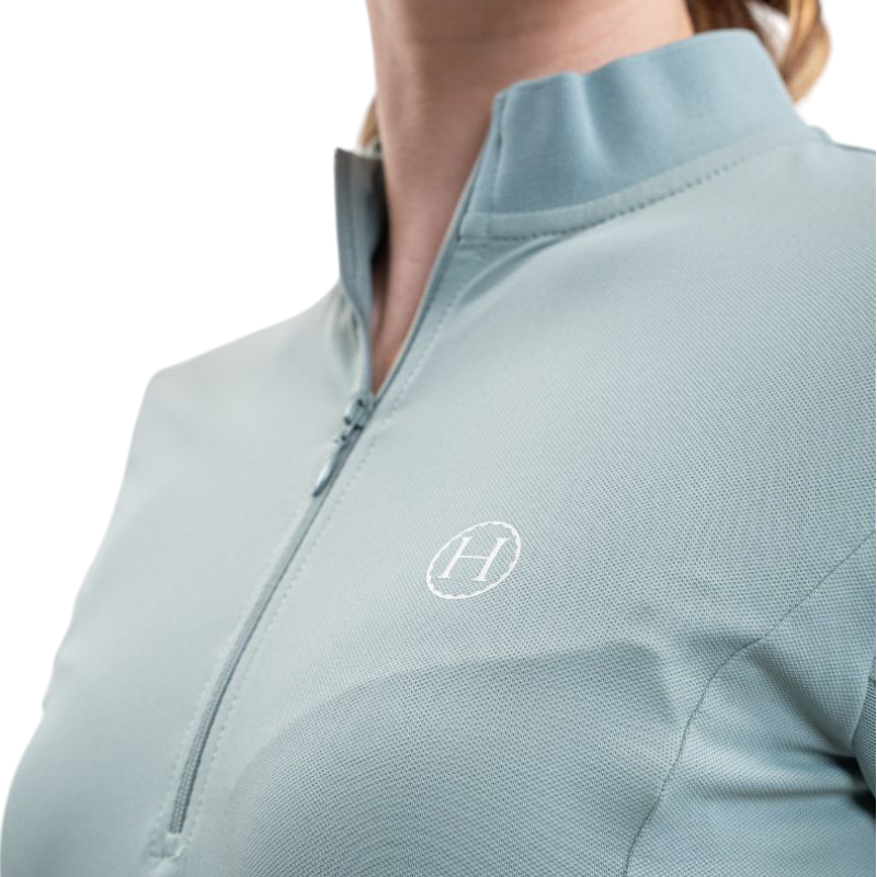 Harcour - Techniczne polo z długim rękawem damskie Tess grey green | - Ohlala
