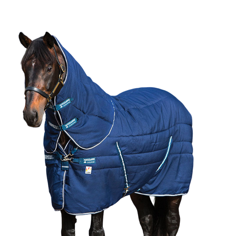 Horseware - Coperta da box Plus Vari-Layer con copricoppa blu marino 450g | - Ohlala