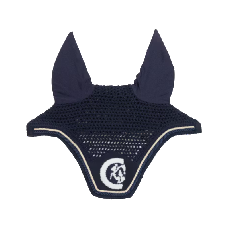 Kentucky Horsewear - Wellington 3D Logo Rope Noise-Cancelling Horse Ear Bonnet Navy | - Ohlala