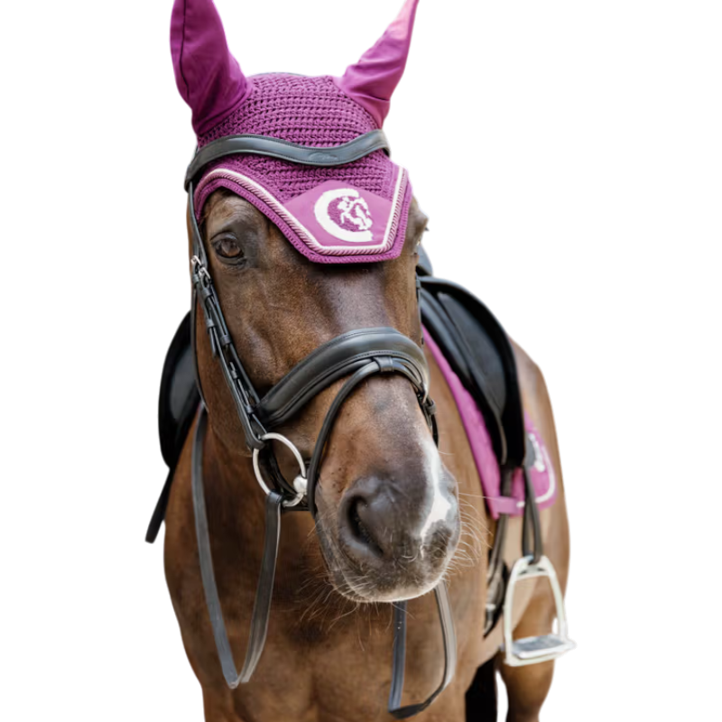 Kentucky Horsewear - Wellington 3D Logo Rope Anti-Noise Horse Ear Bonnet purple | - Ohlala