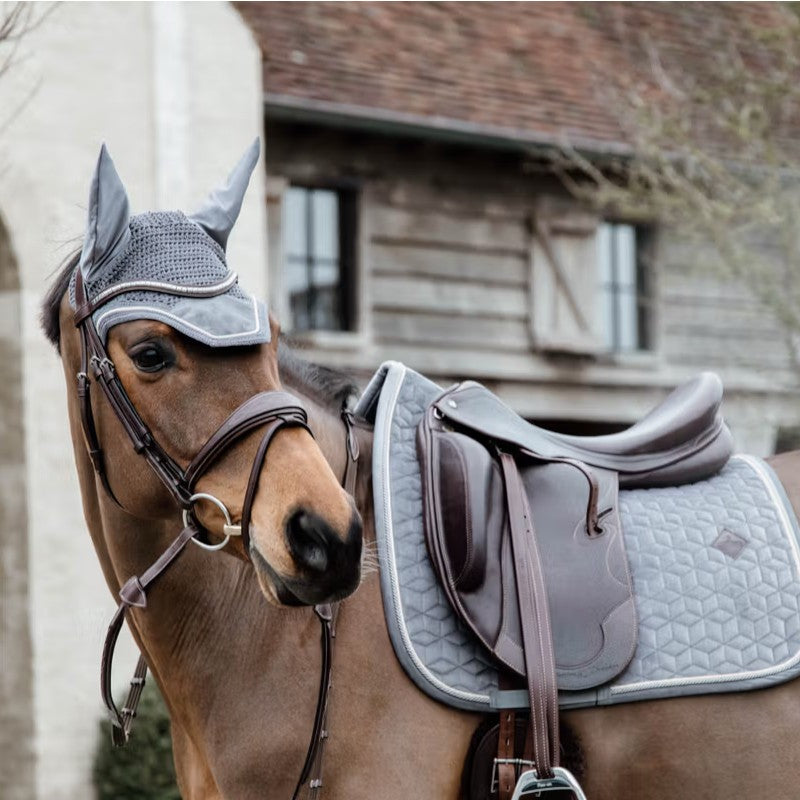 Kentucky Horsewear - Bonnet anti-ruidos para caballos Wellington Basic Velvet gris | - Ohlala