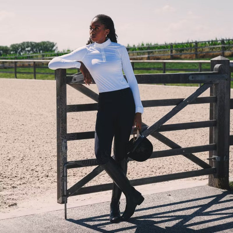 Kentucky Horsewear - Damen Langarm-Poloshirt Classic weiß | - Ohlala