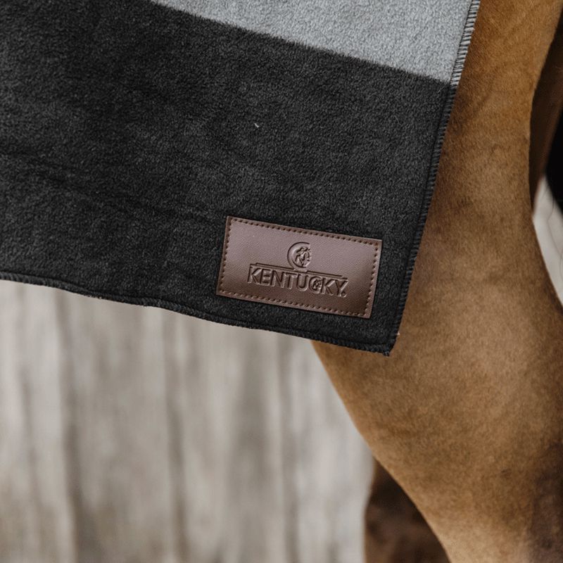 Kentucky Horsewear - Heavy stripes square drying rug black/grey | - Ohlala