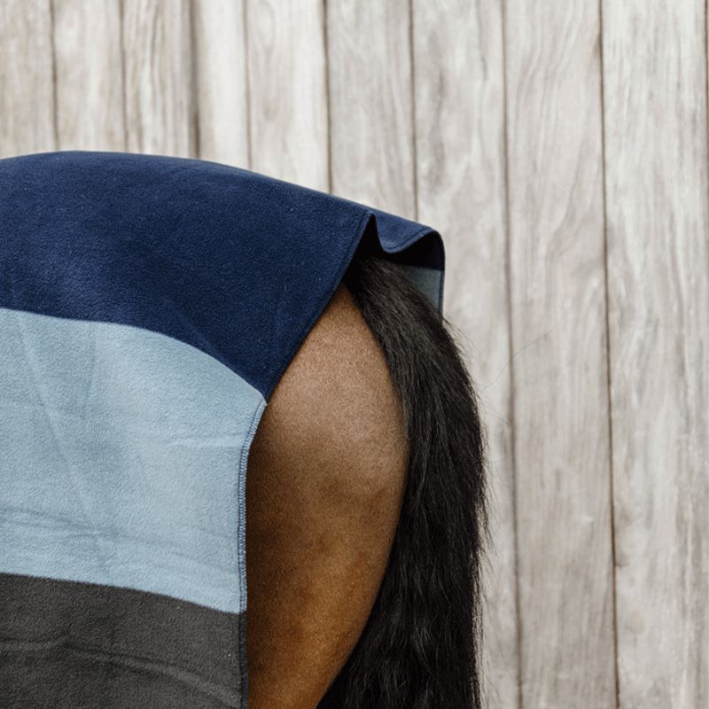 Kentucky Horsewear - Droogdeken vierkant heavy stripes marine/grijs | - Ohlala